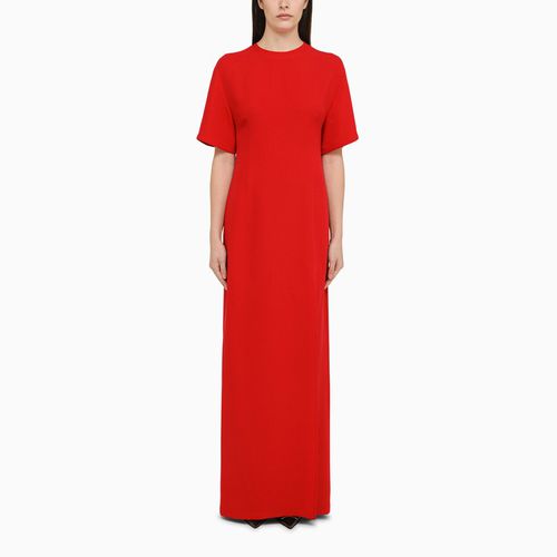 Red silk long dress with slit - Valentino - Modalova