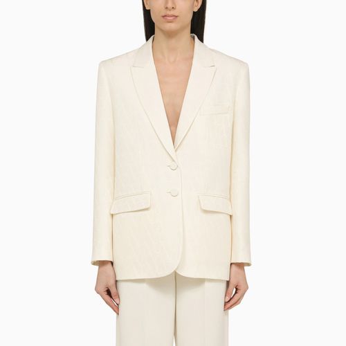 Ivory single-breasted jacket in wool and silk - Valentino - Modalova