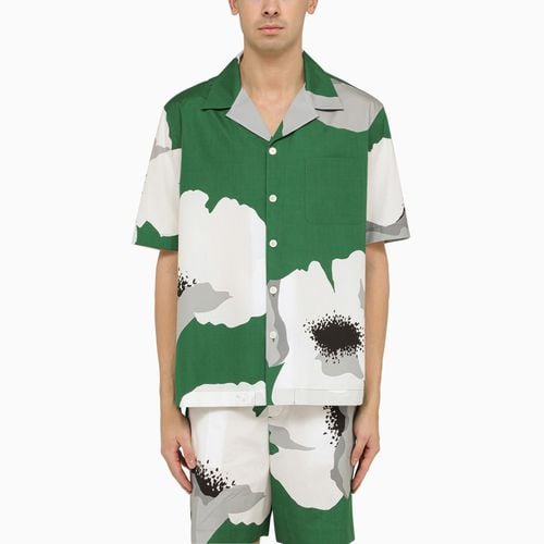 Emerald green/grey cotton Flower Portrait shirt - Valentino - Modalova