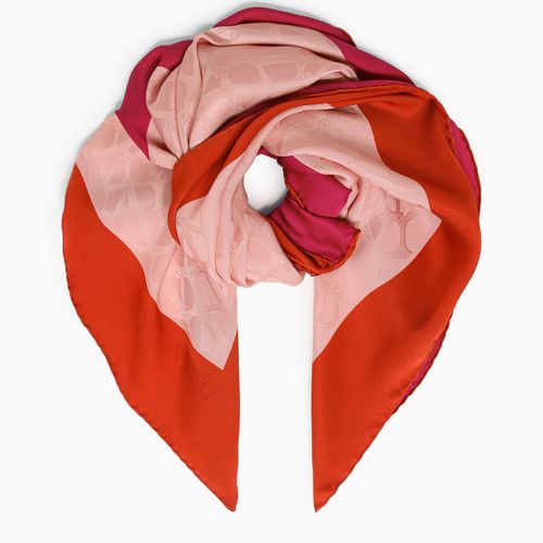 Foulard quadrato in seta rosa e rosso - Valentino Garavani - Modalova