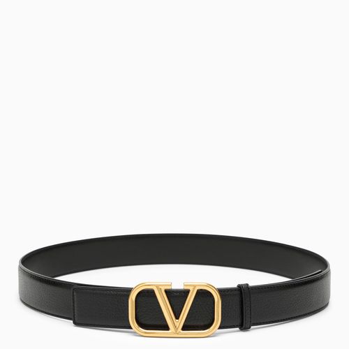 Vlogo black/gold leather belt - Valentino Garavani - Modalova