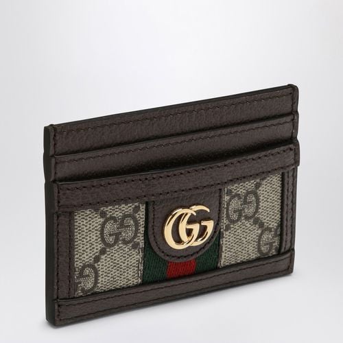 Portacarte Ophidia in tessuto GG Supreme beige/ebano - GUCCI - Modalova