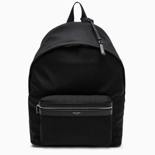 Schwarzer City-Rucksack mit Lederbesatz - Saint Laurent - Modalova