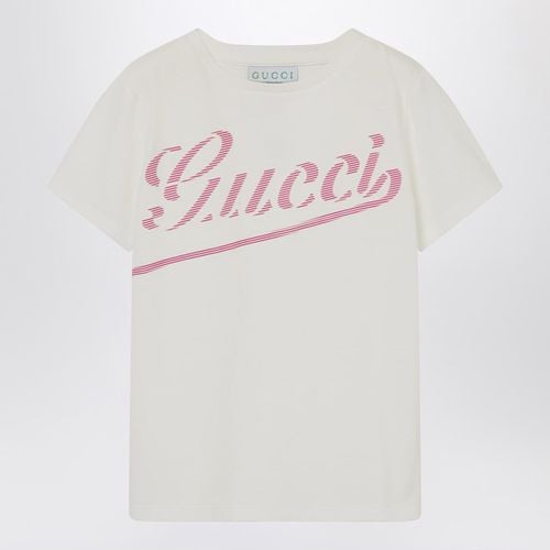 T-shirt bianca con stampa logo - GUCCI - Modalova