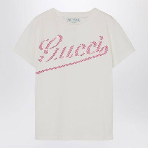 Weißes T-Shirt mit Logodruck - GUCCI - Modalova