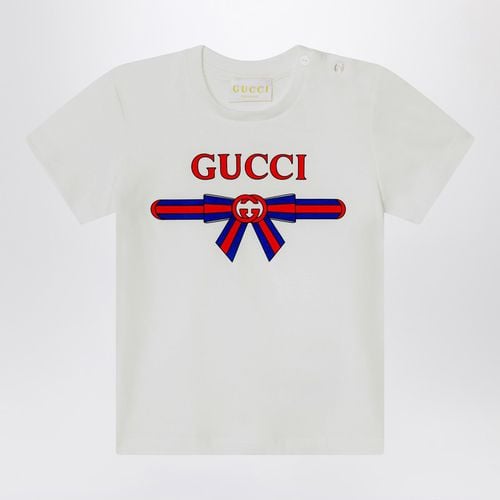 T-shirt bianca con stampa logo - GUCCI - Modalova