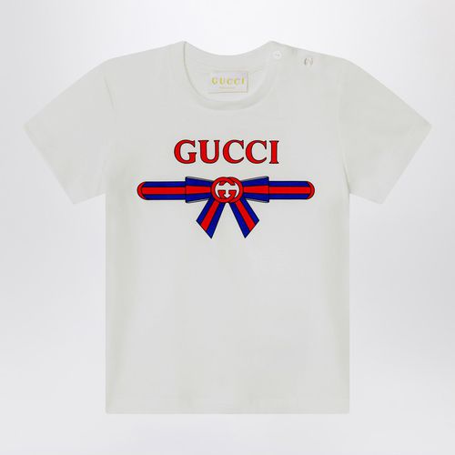 Weißes T-Shirt mit Logodruck - GUCCI - Modalova