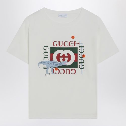 T-shirt bianca con stampa logo - GUCCI - Modalova