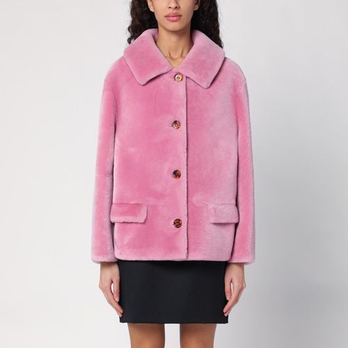 Rosa Shearling-Jacke - Prada - Modalova