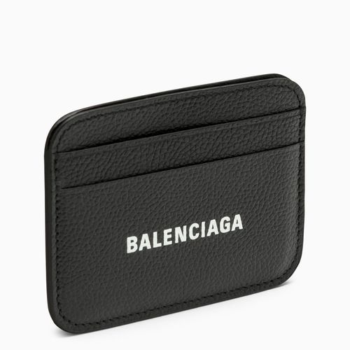 Black leather card holder with logo - Balenciaga - Modalova