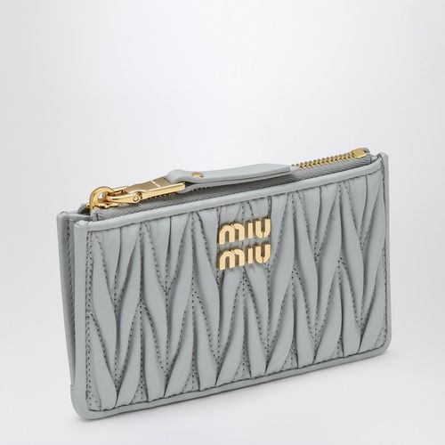 Pearl-coloured matelassé zip cardholder - Miu Miu - Modalova