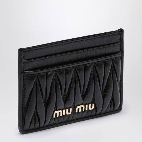 Black matelassé leather cardholder - Miu Miu - Modalova