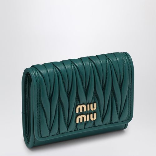 Lagoon-coloured matelassé horizontal wallet - Miu Miu - Modalova