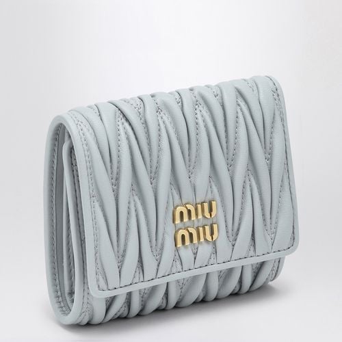 Pearl-coloured matelassé leather small wallet - Miu Miu - Modalova