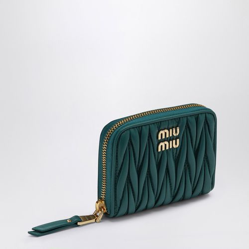 Lagoon-coloured leather zip-around wallet - Miu Miu - Modalova