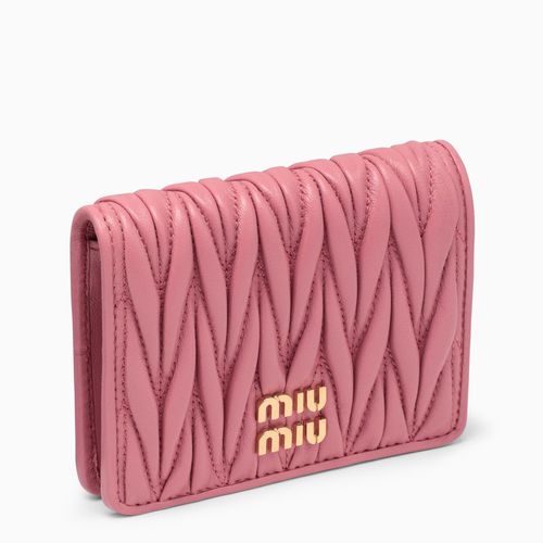 Begonia coloured Nappa leather quilted wallet - Miu Miu - Modalova