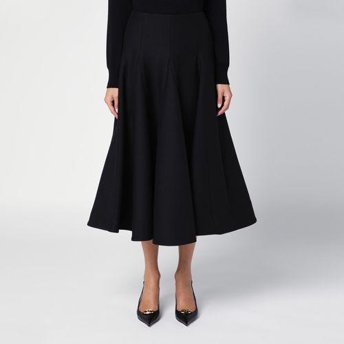 Black silk flounced midi skirt - Valentino - Modalova