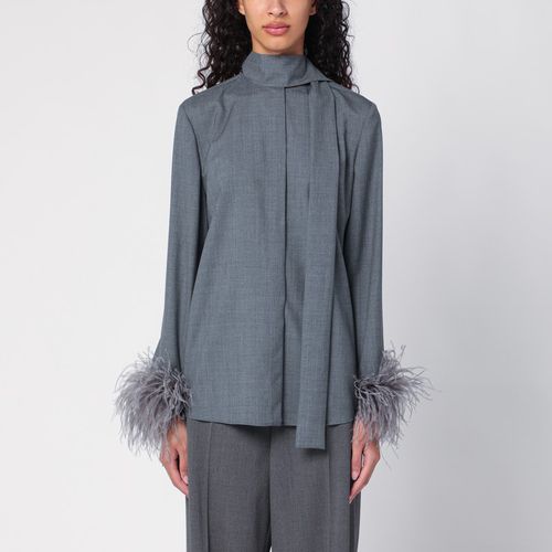 Grey wool shirt with feathers - Valentino - Modalova