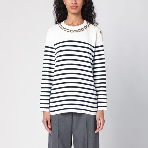 Ivory/navy striped jersey with embroidery - Valentino - Modalova