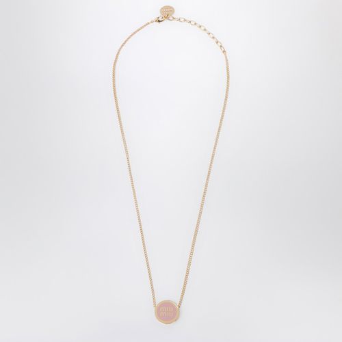 Metal necklace with pink logo - Miu Miu - Modalova