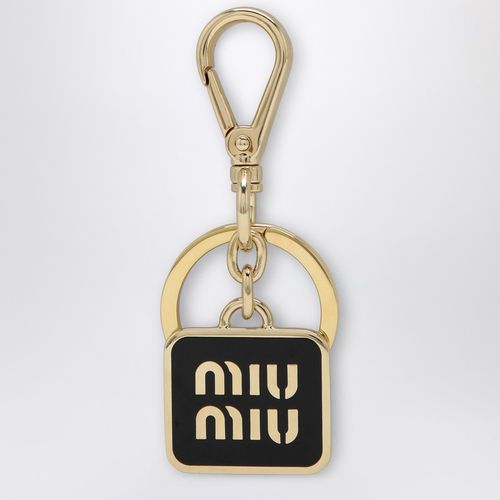 Goldfarbener Schlüsselanhänger mit Logo - Miu Miu - Modalova