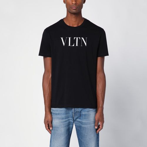 Black cotton T-shirt with VLTN logo - Valentino - Modalova