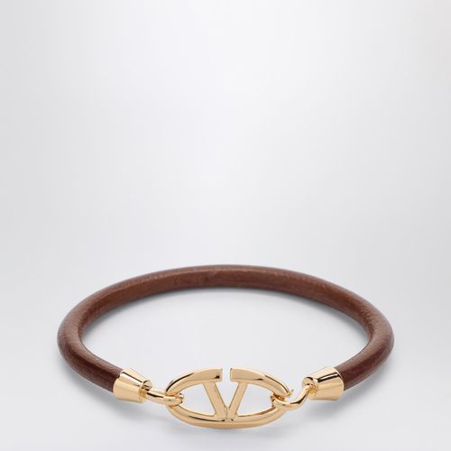 Vlogo bracelet in tobacco-coloured leather - Valentino Garavani - Modalova