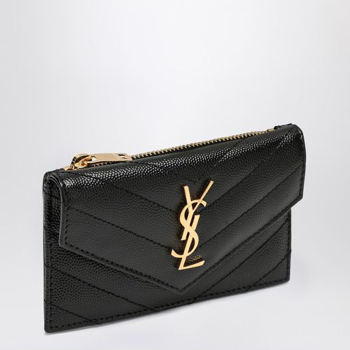 Cassandre black leather card holder - Saint Laurent - Modalova