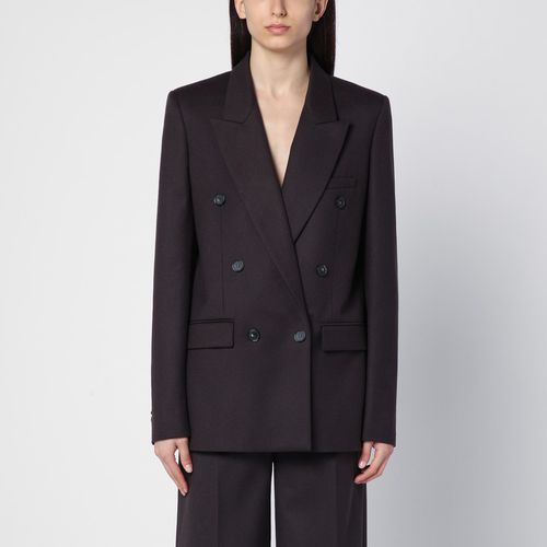 Chocolate-coloured wool double-breasted jacket - Stella McCartney - Modalova