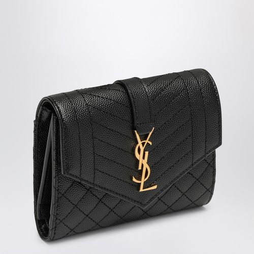 Leather tri-fold Envelope wallet with logo - Saint Laurent - Modalova