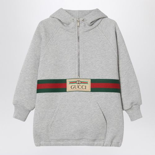 Felpa con cappuccio grigia in cotone - GUCCI - Modalova