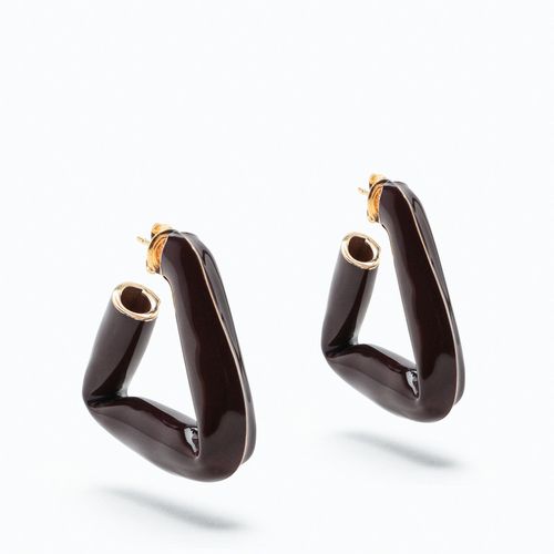 Brown triangle hoop earrings - Bottega Veneta - Modalova