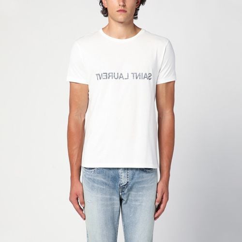 White cotton crew-neck T-shirt - Saint Laurent - Modalova