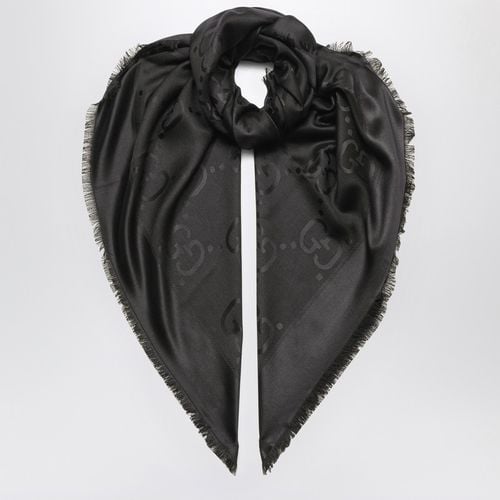 Black GG jacquard frayed scarf - GUCCI - Modalova