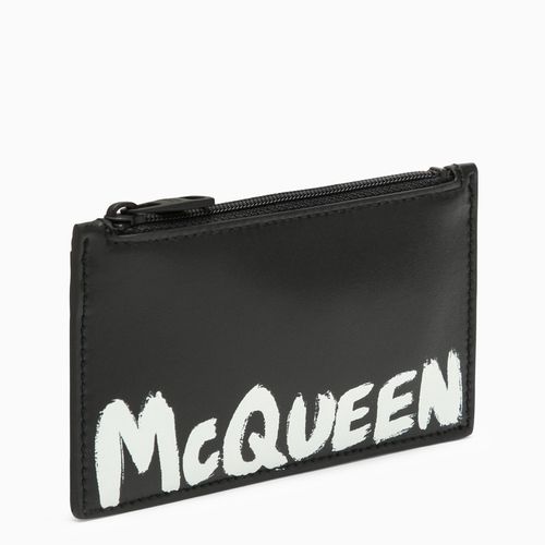 Leather zipped card holder with logo - Alexander McQueen - Modalova