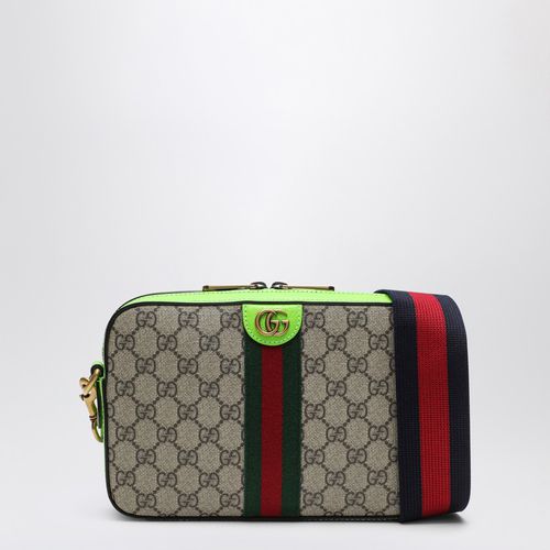 Borsa a tracolla piccola Ophidia GG beige/ebano/verde brillante - GUCCI - Modalova