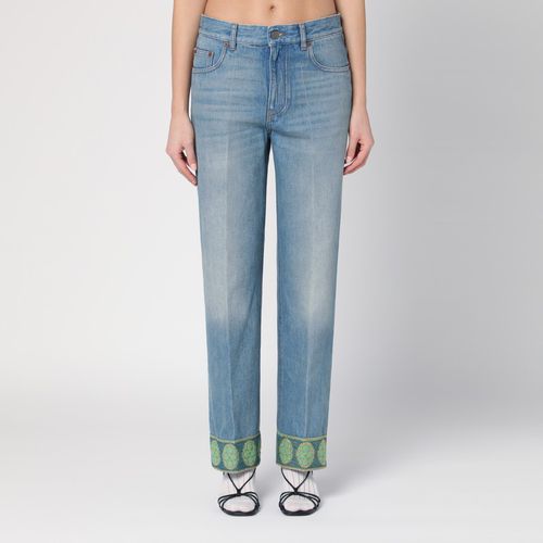 Ausgewaschene Jeans mit Jacquard-Hintergrund - Valentino - Modalova