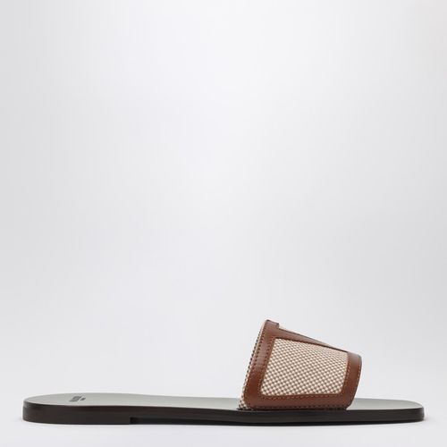 Sandalo Slide Viva Superstar marrone in canvas - Valentino Garavani - Modalova