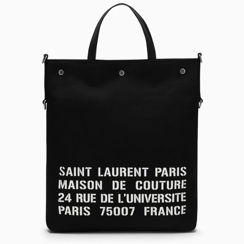 Borsa tote North/South nera in canvas - Saint Laurent - Modalova