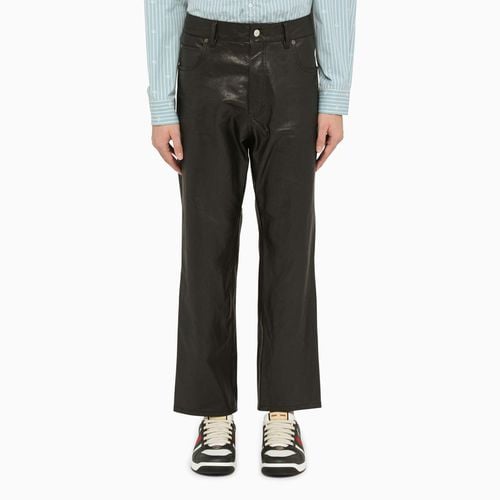 Black leather five-pocket trousers - GUCCI - Modalova