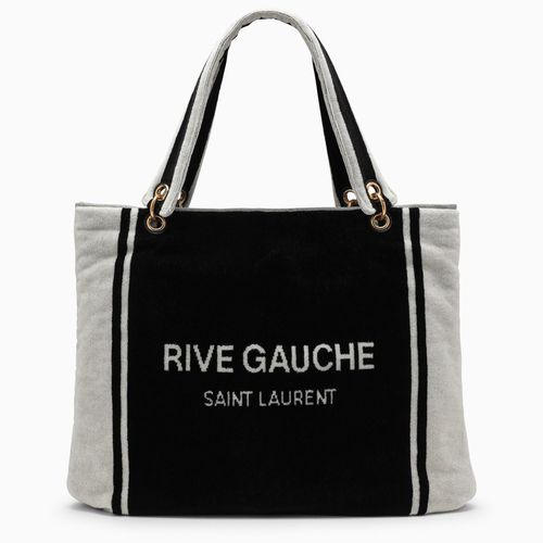 Tote Rive Gauche aus schwarzem und weißem Frottee - Saint Laurent - Modalova