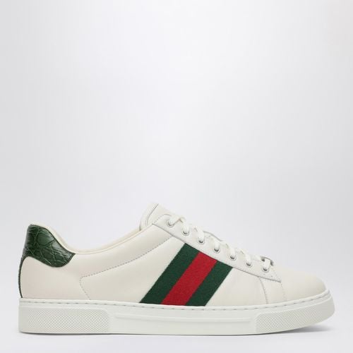 Ace white/green leather low trainer - GUCCI - Modalova