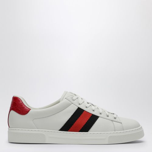 Ace white/red leather low trainer - GUCCI - Modalova