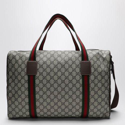 Medium duffle bag with Web detail in and ebony GG fabric - GUCCI - Modalova