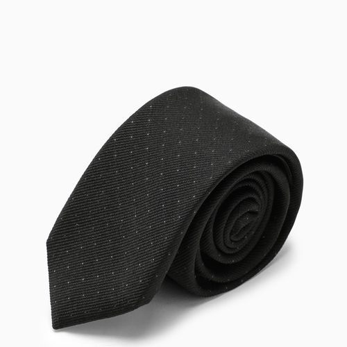 Black/grey polka dot silk tie - Saint Laurent - Modalova