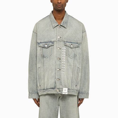 Dirty denim jacket with size stickers - Balenciaga - Modalova