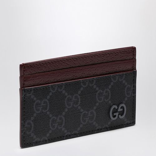 GG Supreme Kartenhalter aus schwarzem/burgundfarbenem Stoff - GUCCI - Modalova