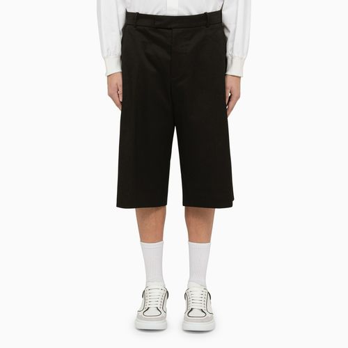 Black baggy cotton bermuda shorts - Alexander McQueen - Modalova