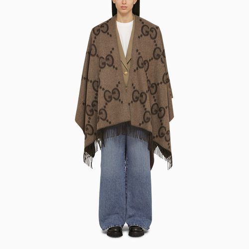 Beige/ reversible Jumbo cashmere cape - GUCCI - Modalova