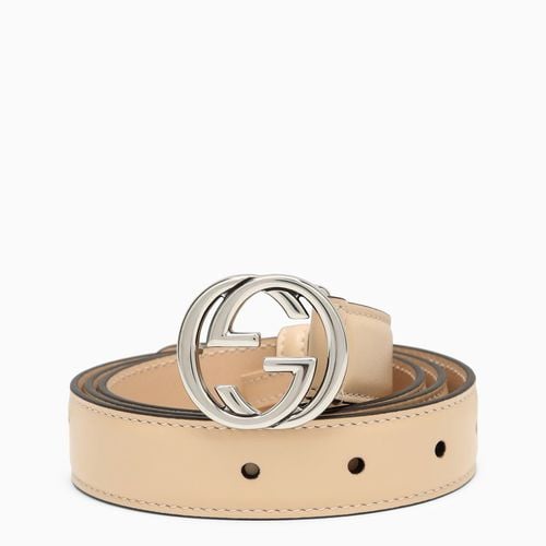 Light beige leather GG belt - GUCCI - Modalova